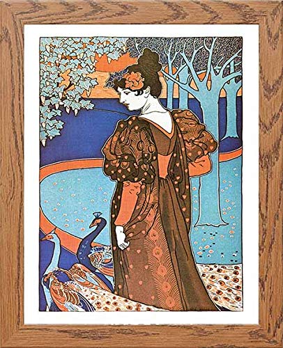 lumartos Vintage Poster Lestampe Moderne La Femme Au Paon – Framed Wall Art Print by Lumartos Premium Home Décor