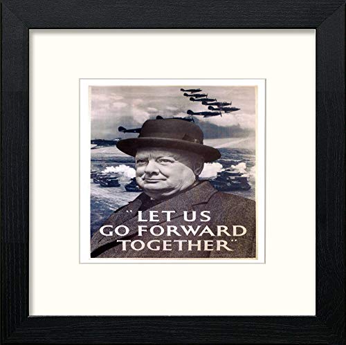 lumartos Vintage Poster Let Us Go Forward Together – Black Wood Frame Wall Art – Framed Wall Art Print by Lumartos Premium Home Décor