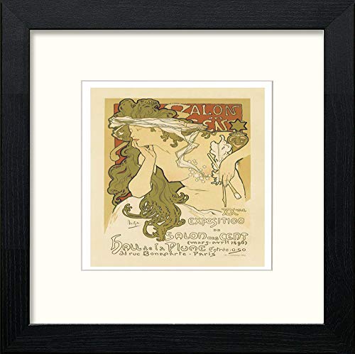 lumartos Vintage Poster Maf094 Salon Des Cent Alphonse Maria Mucha – Black W – Framed Wall Art Print by Lumartos Premium Home Décor