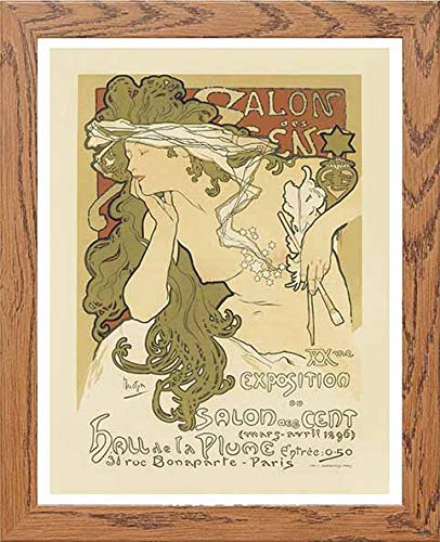 lumartos Vintage Poster Maf094 Salon Des Cent Alphonse Maria Mucha – Wood Fr – Framed Wall Art Print by Lumartos Premium Home Décor