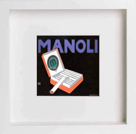 lumartos Vintage Poster Manoli Cigarettes – White Frame Wall Art – Framed Wall Art Print by Lumartos Premium Home Décor