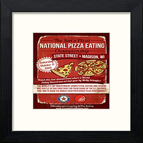 lumartos Vintage Poster National Pizza Eating – Black Wood Frame Wall Art – Framed Wall Art Print by Lumartos Premium Home Décor