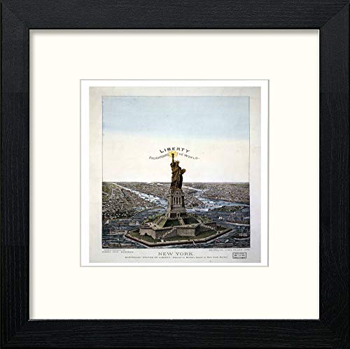 lumartos Vintage Poster New York Bartholdi Statue Of Liberty – Black Wood Fr – Framed Wall Art Print by Lumartos Premium Home Décor