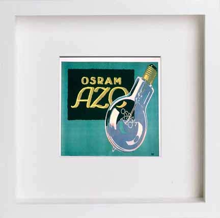 lumartos Vintage Poster Osram Azo Electric Light Bulbs – White Frame Wall Art – Framed Wall Art Print by Lumartos Premium Home Décor