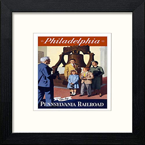 lumartos Vintage Poster Philadelphia By Pennsylvania Railroad – Black Wood F – Framed Wall Art Print by Lumartos Premium Home Décor