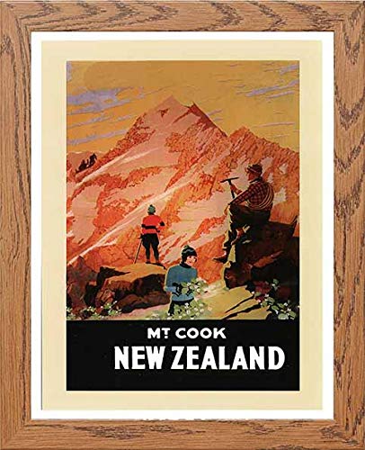 lumartos Vintage Poster Postcard Mt Cook Travel – Framed Wall Art Print by Lumartos Premium Home Décor