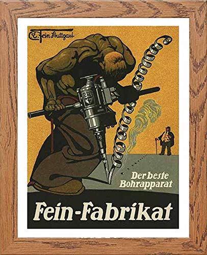 lumartos Vintage Poster Poster For Drilling Machines Manufactured By C E Fei – Framed Wall Art Print by Lumartos Premium Home Décor