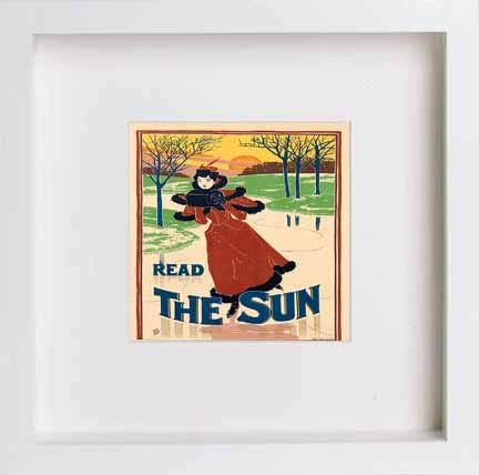 lumartos Vintage Poster Read The Sun – White Frame Wall Art – Framed Wall Art Print by Lumartos Premium Home Décor