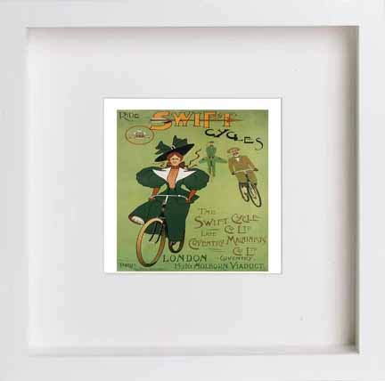 lumartos Vintage Poster Ride Swift Cycles – White Frame Wall Art – Framed Wall Art Print by Lumartos Premium Home Décor