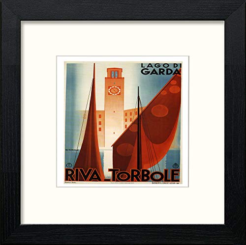 lumartos Vintage Poster Riva Torbole – Black Wood Frame Wall Art – Framed Wall Art Print by Lumartos Premium Home Décor