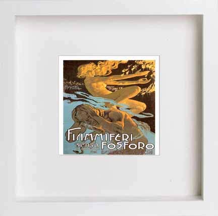 lumartos Vintage Poster Safety Matches – White Frame Wall Art – Framed Wall Art Print by Lumartos Premium Home Décor