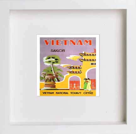 lumartos Vintage Poster Saigon 1960 Vintage Travel – White Frame Wall Art – Framed Wall Art Print by Lumartos Premium Home Décor
