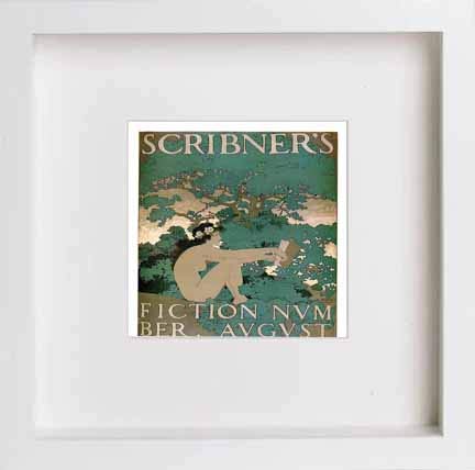 lumartos Vintage Poster Scribners Fiction Number – White Frame Wall Art – Framed Wall Art Print by Lumartos Premium Home Décor