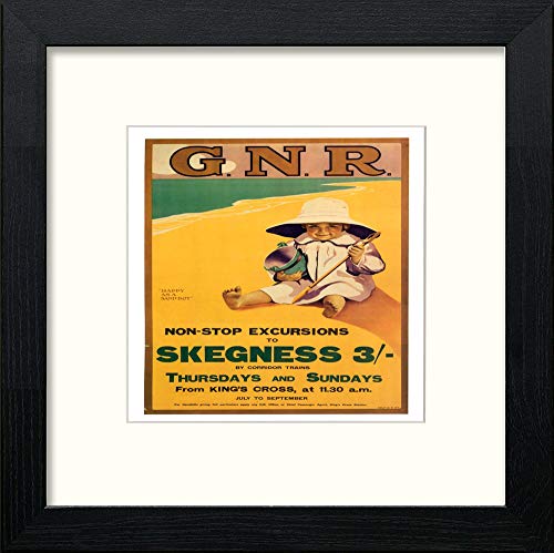 lumartos Vintage Poster Skegness1 – Black Wood Frame Wall Art – Framed Wall Art Print by Lumartos Premium Home Décor