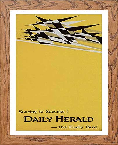 lumartos Vintage Poster Soaring To Success Daily Herald The Early Bird Adver – Framed Wall Art Print by Lumartos Premium Home Décor