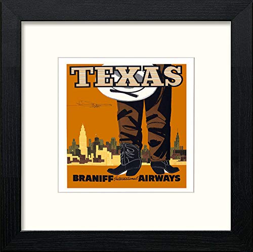 lumartos Vintage Poster Texas – Black Wood Frame Wall Art – Framed Wall Art Print by Lumartos Premium Home Décor