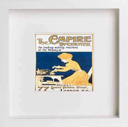 lumartos Vintage Poster The Empire Typewriter – White Frame Wall Art – Framed Wall Art Print by Lumartos Premium Home Décor