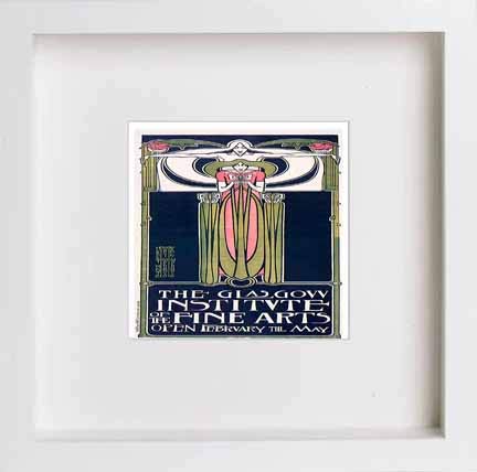 lumartos Vintage Poster The Glasgow Institute Of Fine Arts – White Frame Wal – Framed Wall Art Print by Lumartos Premium Home Décor
