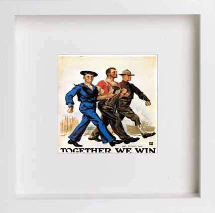 lumartos Vintage Poster Together We Win – White Frame Wall Art – Framed Wall Art Print by Lumartos Premium Home Décor