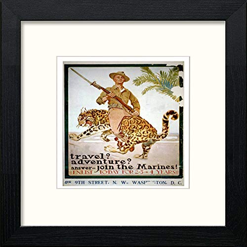 lumartos Vintage Poster Travel Adventure Answer Join The Marines – Black Woo – Framed Wall Art Print by Lumartos Premium Home Décor