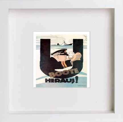 lumartos Vintage Poster U Boats Out – White Frame Wall Art – Framed Wall Art Print by Lumartos Premium Home Décor