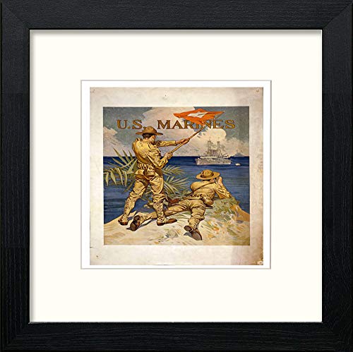 lumartos Vintage Poster US Marines – Black Wood Frame Wall Art – Framed Wall Art Print by Lumartos Premium Home Décor