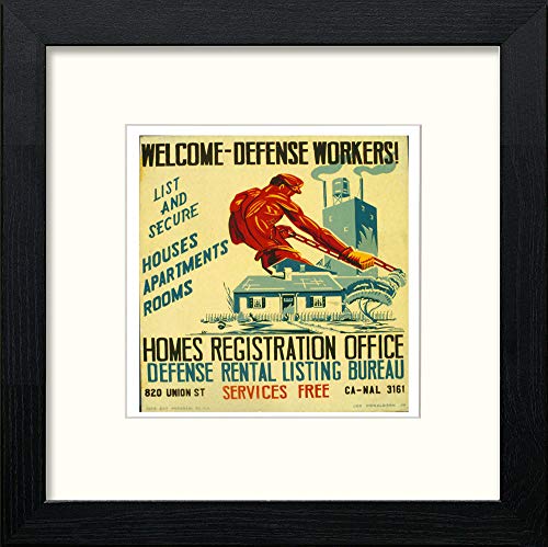 lumartos Vintage Poster USA Recruiting Civil Defense Housing – Black Wood Fr – Framed Wall Art Print by Lumartos Premium Home Décor