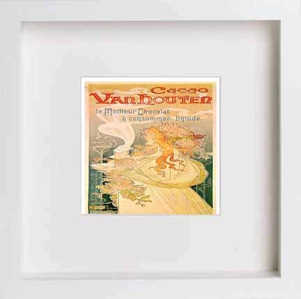 lumartos Vintage Poster Van Houten Cacao – White Frame Wall Art – Framed Wall Art Print by Lumartos Premium Home Décor