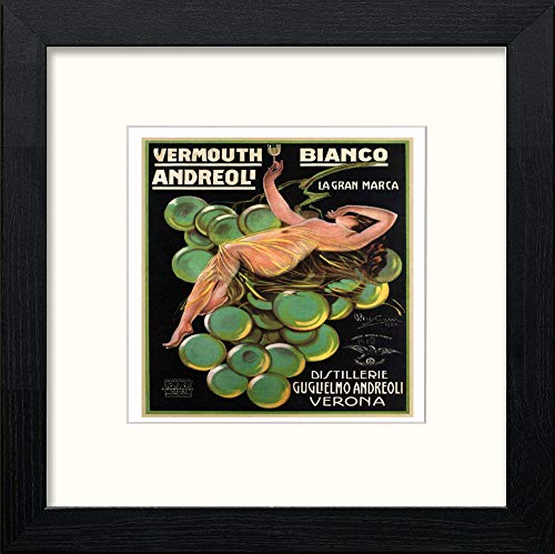 lumartos Vintage Poster Vermouth Bianco Andreoli 2 – Black Wood Frame Wall Art – Framed Wall Art Print by Lumartos Premium Home Décor