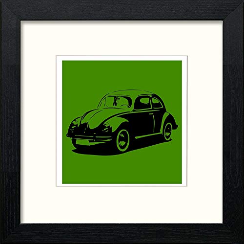 lumartos Vintage Poster VW 1955 Green – Black Wood Frame Wall Art – Framed Wall Art Print by Lumartos Premium Home Décor