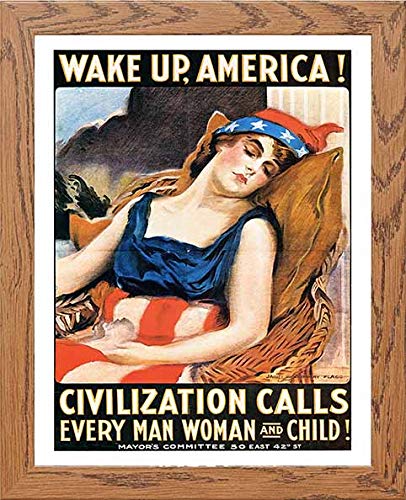 lumartos Vintage Poster Wake Up America – Framed Wall Art Print by Lumartos Premium Home Décor