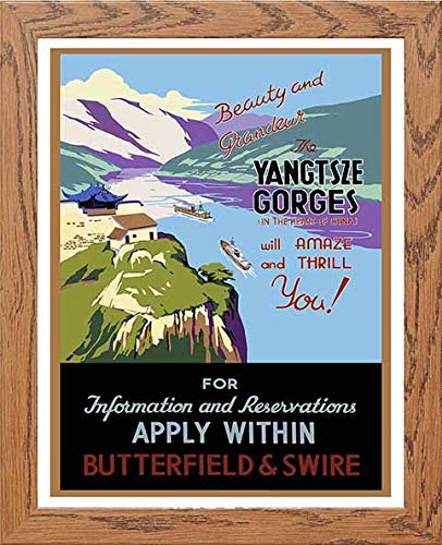 lumartos Vintage Poster Yangtsze Blue – Framed Wall Art Print by Lumartos Premium Home Décor