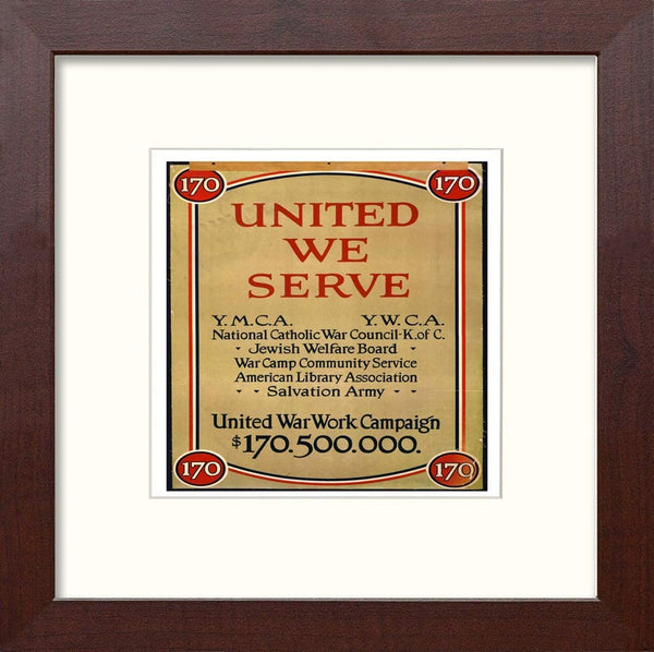 lumartos Vintage Poster YMCA United We Serve – Black Wood Frame Wall Art – Framed Wall Art Print by Lumartos Premium Home Décor