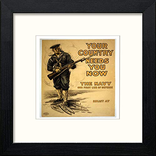 lumartos Vintage Poster Your Country Needs You Now – Black Wood Frame Wall Art – Framed Wall Art Print by Lumartos Premium Home Décor