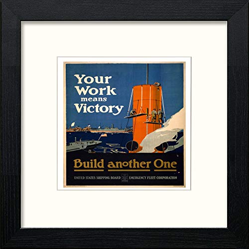 lumartos Vintage Poster Your Work Means Victory – Black Wood Frame Wall Art – Framed Wall Art Print by Lumartos Premium Home Décor
