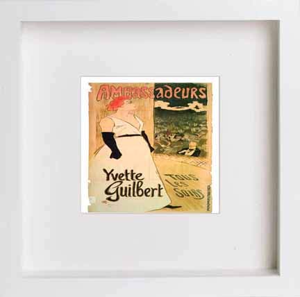 lumartos Vintage Poster Yvette Guilbert Tous Les Soirs – White Frame Wall Art – Framed Wall Art Print by Lumartos Premium Home Décor