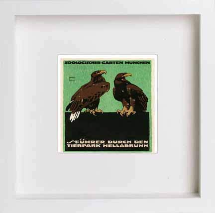 lumartos Vintage Poster Zoological Garden Munich Advertising – White Frame W – Framed Wall Art Print by Lumartos Premium Home Décor