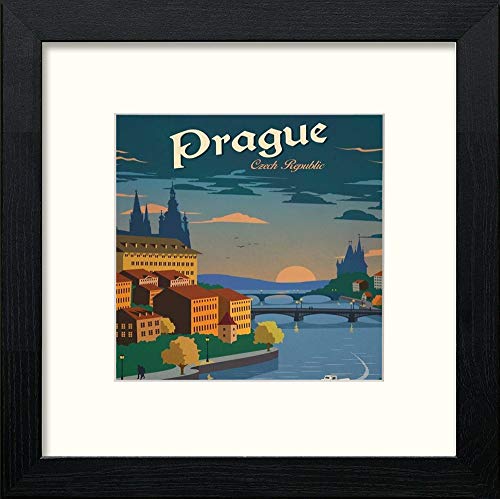 lumartos Vintage Prague Poster – Black Wood Frame Wall Art – Framed Wall Art Print by Lumartos Premium Home Décor