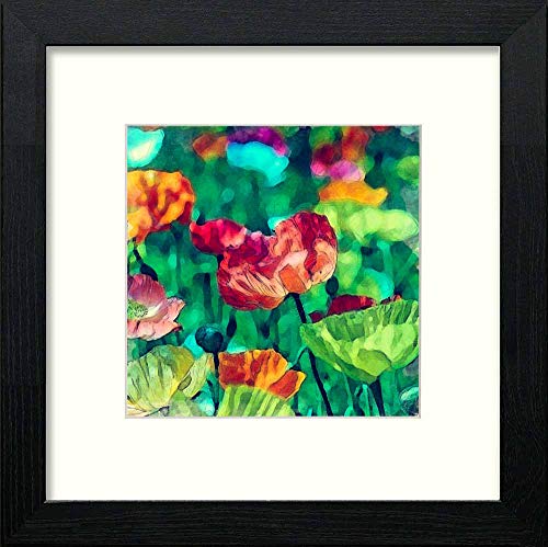 lumartos Vintage Proud Poppies – Black Wood Frame Wall Art – Framed Wall Art Print by Lumartos Premium Home Décor
