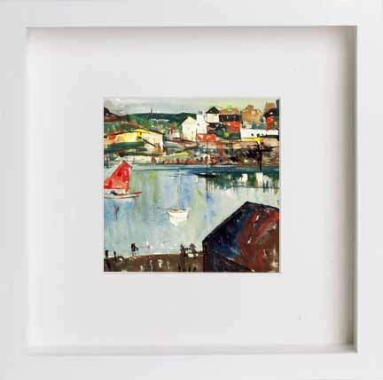 lumartos Vintage Sailing Boats Roscoff – White Frame Wall Art – Framed Wall Art Print by Lumartos Premium Home Décor