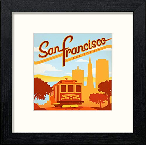 lumartos Vintage San Fransico Poster – Black Wood Frame Wall Art – Framed Wall Art Print by Lumartos Premium Home Décor