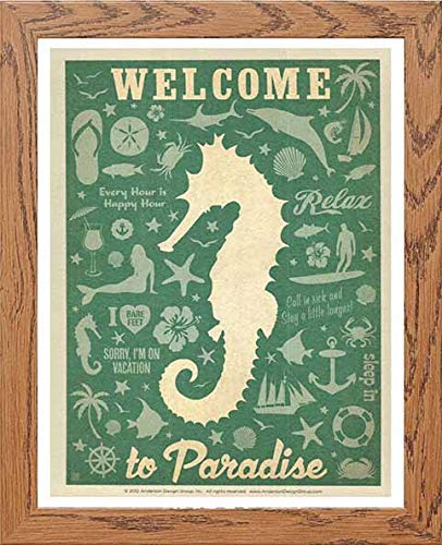 lumartos Vintage Seahorse Beach Seaside Poster Travel Poster (31) – Wood Fra – Framed Wall Art Print by Lumartos Premium Home Décor