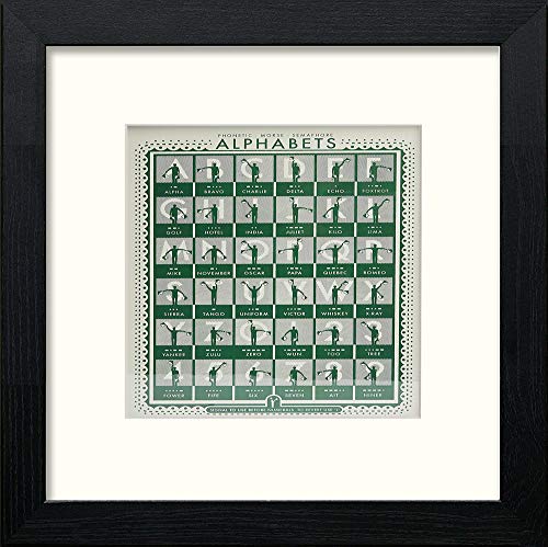 lumartos Vintage Semaphore Poster – Black Wood Frame Wall Art – Framed Wall Art Print by Lumartos Premium Home Décor