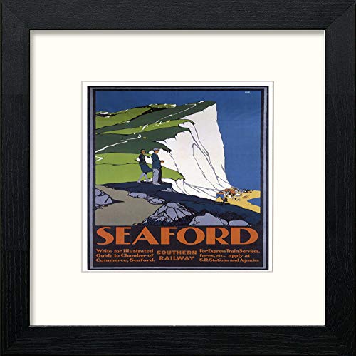 lumartos Vintage Southern Railway Seaford Poster – Black Wood Frame Wall Art – Framed Wall Art Print by Lumartos Premium Home Décor