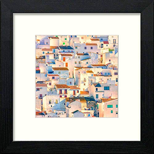 lumartos Vintage Spanish Village – Black Wood Frame Wall Art – Framed Wall Art Print by Lumartos Premium Home Décor