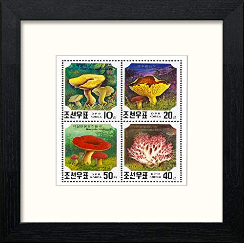 lumartos Vintage Stamps – Black Wood Frame Wall Art – Framed Wall Art Print by Lumartos Premium Home Décor