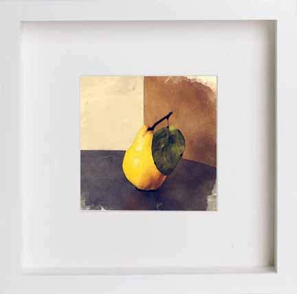 lumartos Vintage Still Life Pear – White Frame Wall Art – Framed Wall Art Print by Lumartos Premium Home Décor