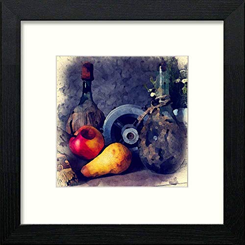 lumartos Vintage Still Life With Pear – Black Wood Frame Wall Art – Framed Wall Art Print by Lumartos Premium Home Décor