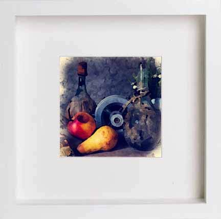 lumartos Vintage Still Life With Pear – White Frame Wall Art – Framed Wall Art Print by Lumartos Premium Home Décor