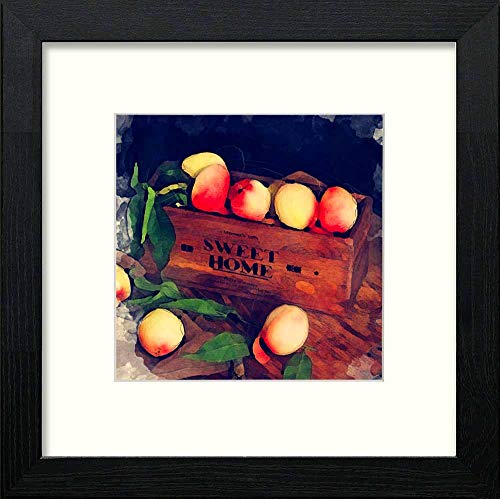 lumartos Vintage Sweet Peach – Black Wood Frame Wall Art – Framed Wall Art Print by Lumartos Premium Home Décor